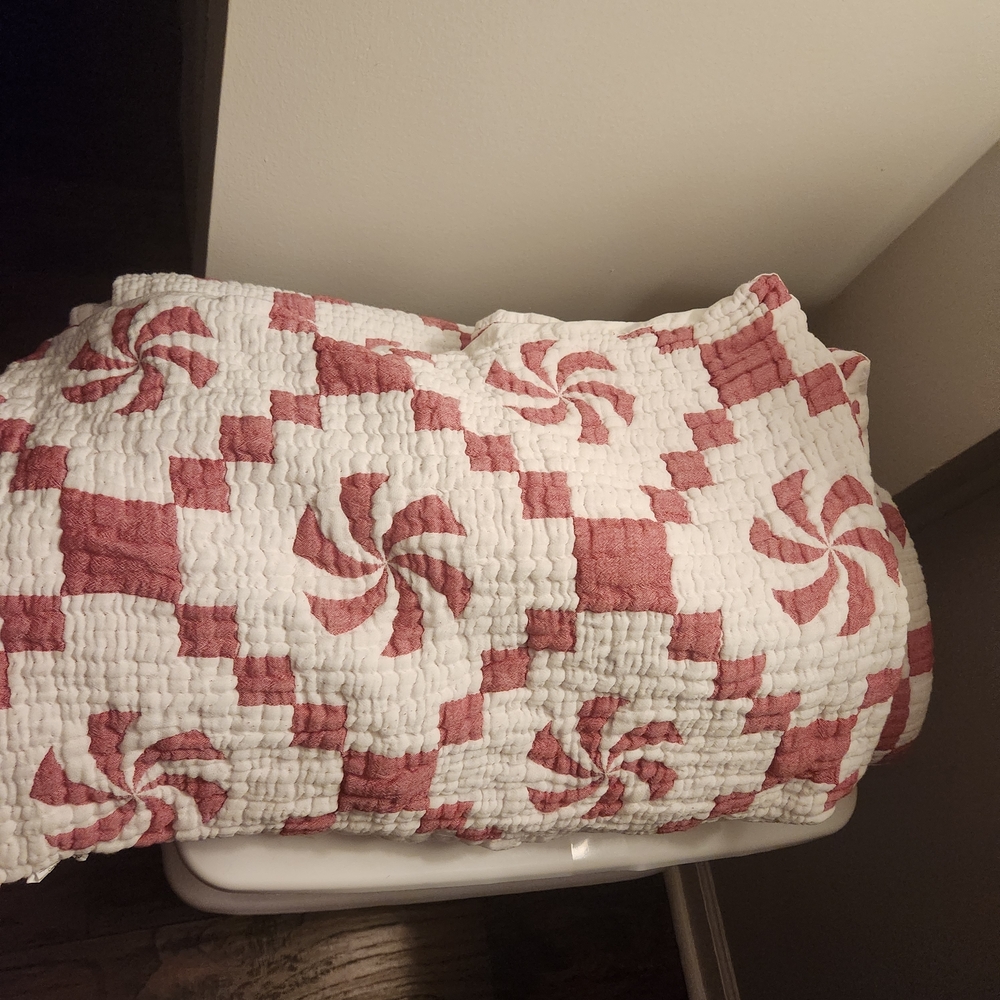 NEW THRESHOLD White/Red Bedding Comforter & 2 SHAMS QUEEN - Picture 3 of 6